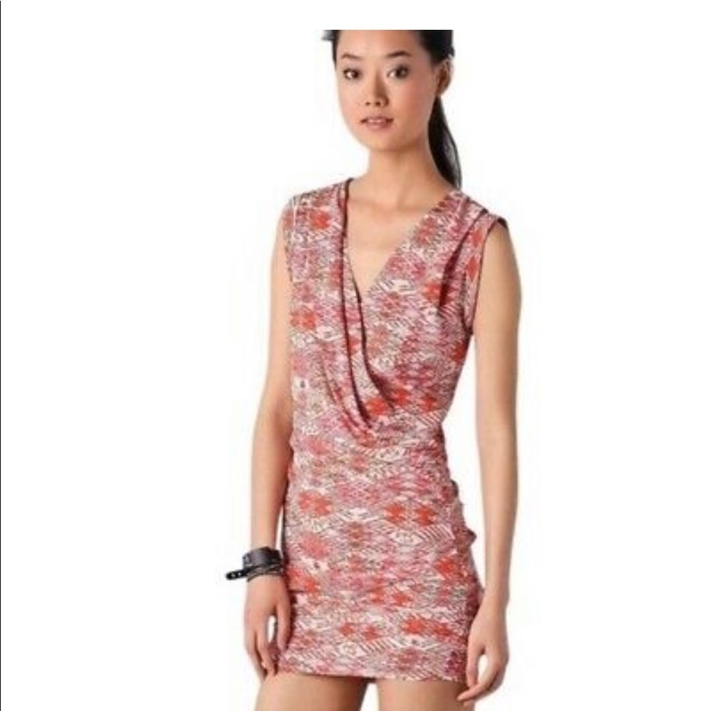 Iro Orange Salome Aztec Print Silk Faux Wrap (25)